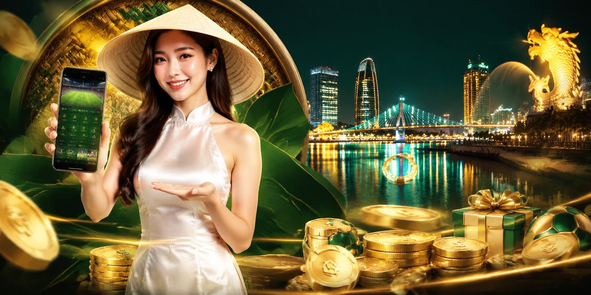 Thành viên VIP nhận thưởng bonus tại Đà Nẵng với biểu tượng nón lá truyền thống Việt Nam